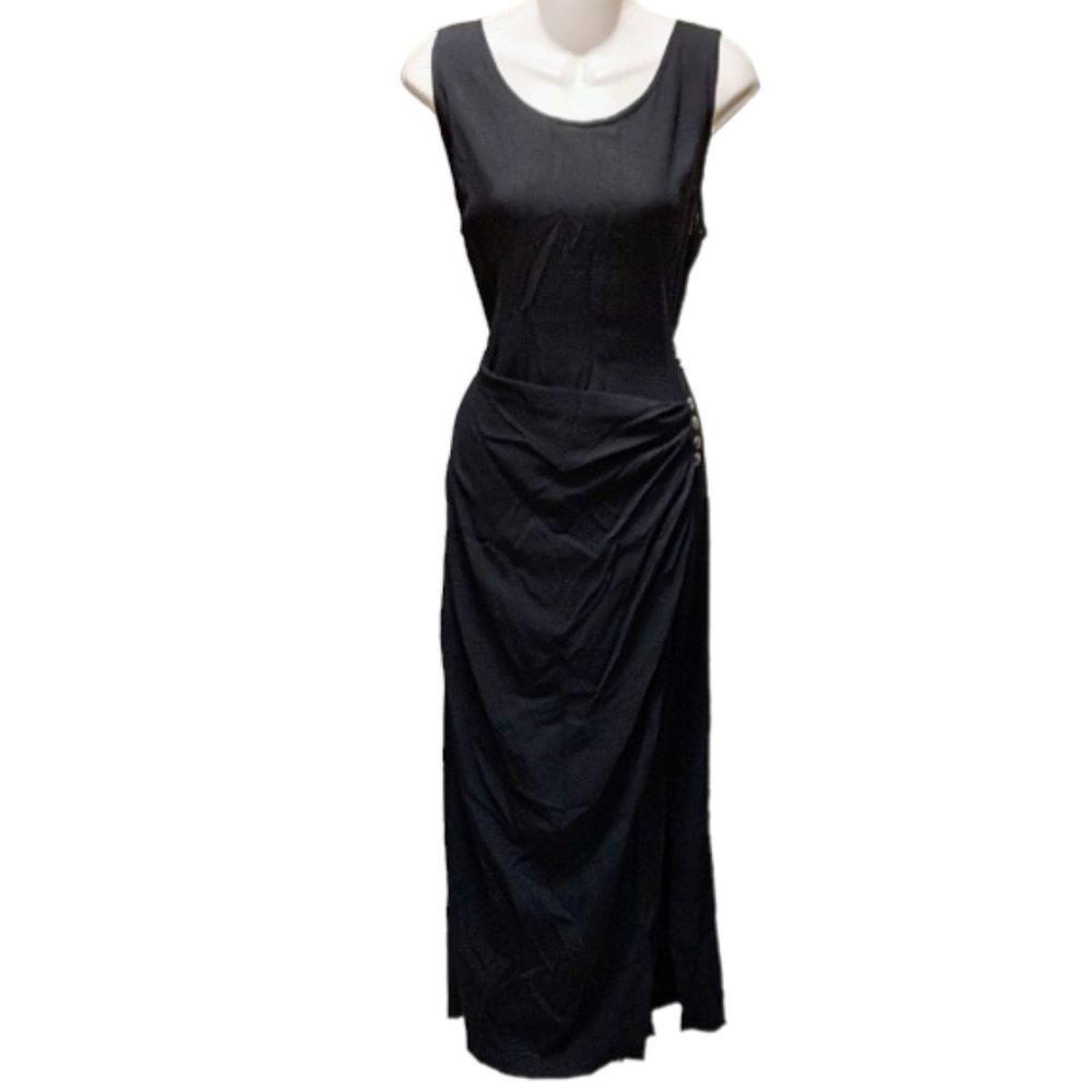 Vintage Black Gauze Beach Evening Maxi Dress Size 1X